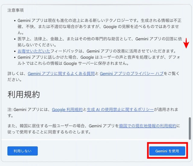 Geminiの利用規約