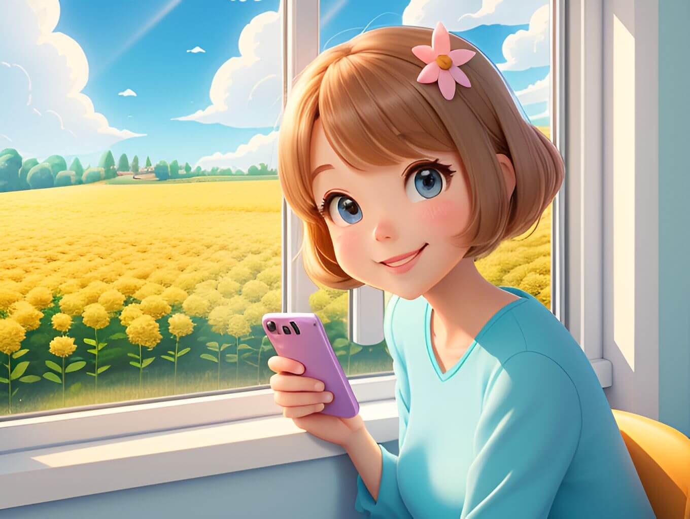 スマホでSNSを楽しむ女性