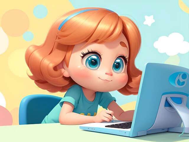 AIを使いpcでブログを書く女子