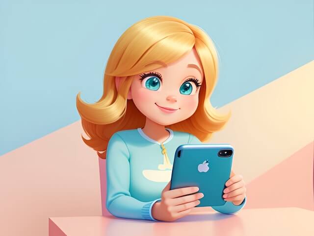 スマホで副業の女性