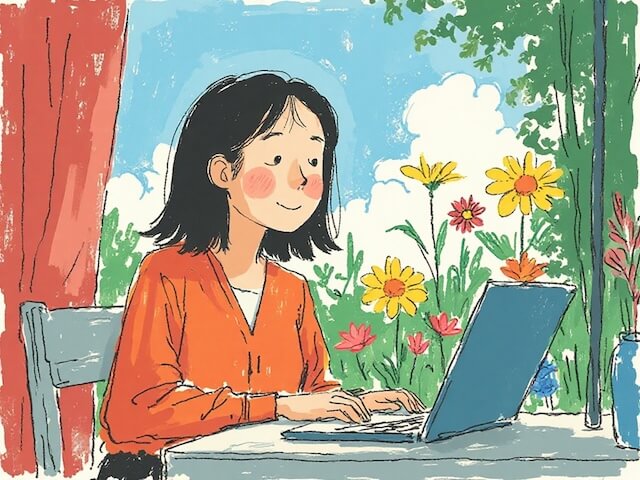 AIを使ってパソコンをする女性