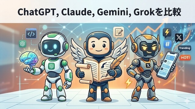 ChatGPT,Gemini,Claude,Grokを比較