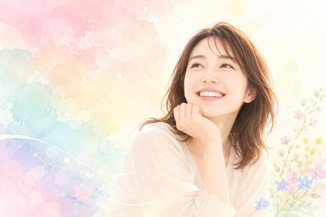 明鏡で望む変化を起こす女性